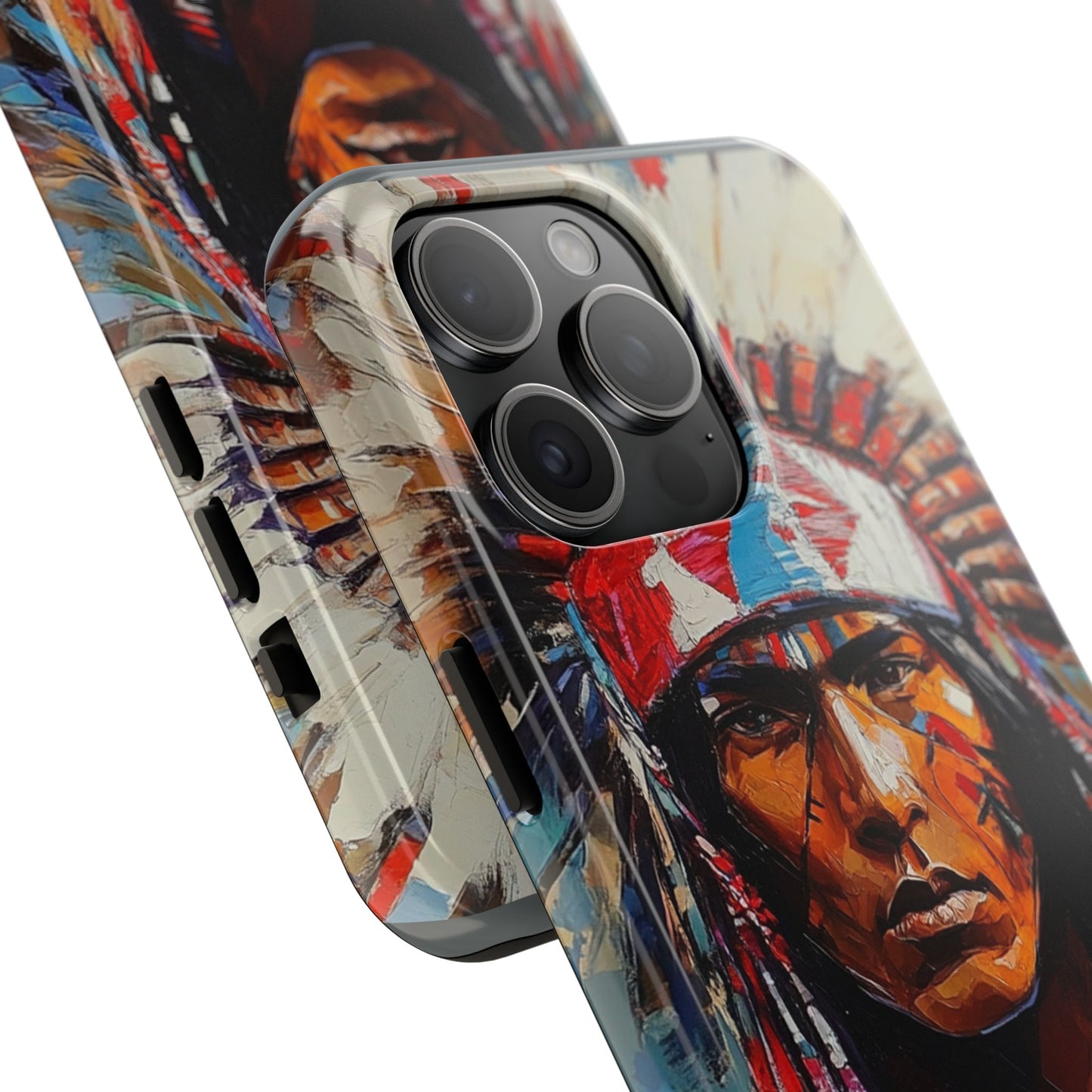 Apache Man Tough Phone Case, Native American Phone Cover, Durable Phone Shell, Tribal Design Case, Western Phone Protector