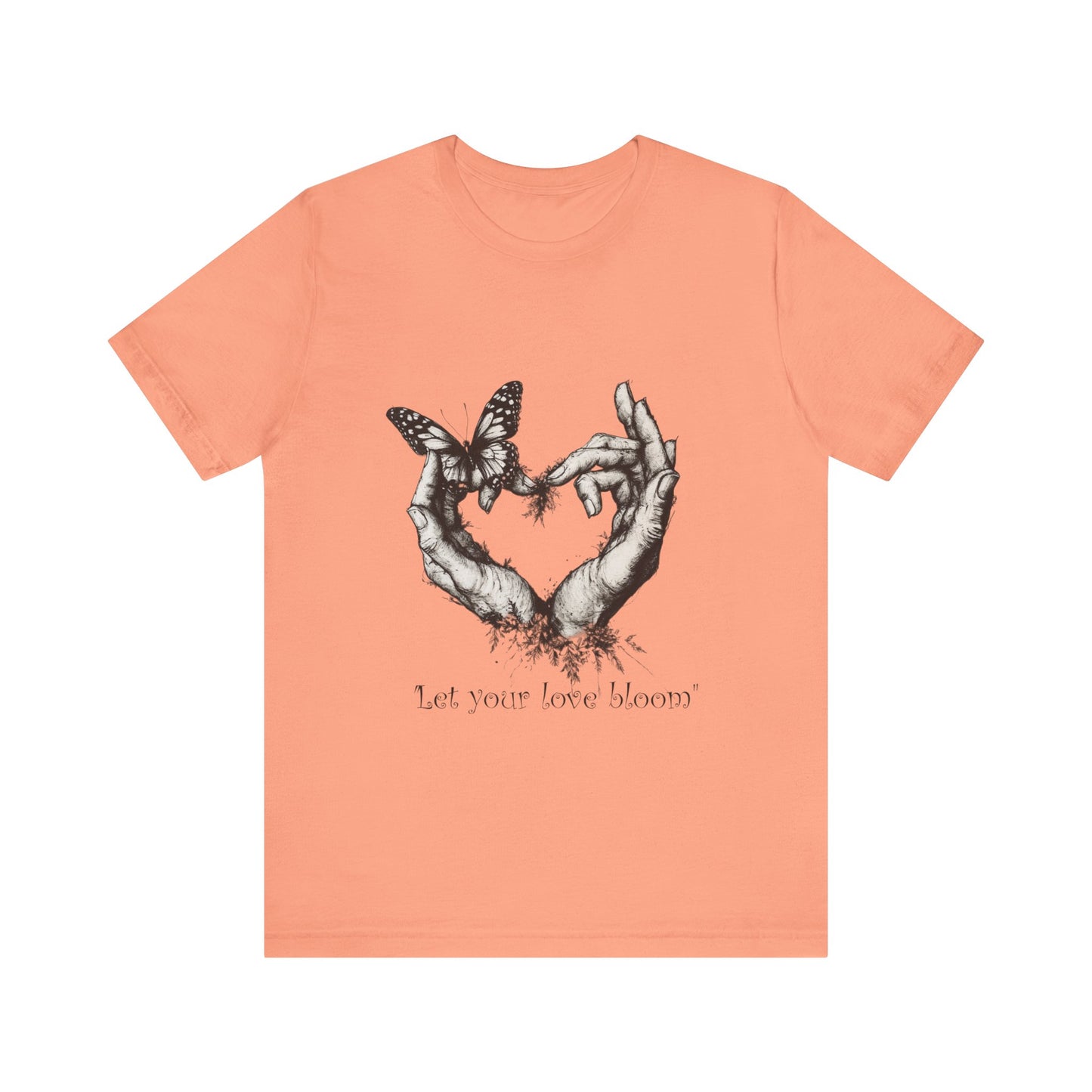 Love Heart Hands Unisex Tee - Let the Love Bloom - St Valentine Day - Couple Relationships - Forest Butterfly Print, Gift for Him Her,