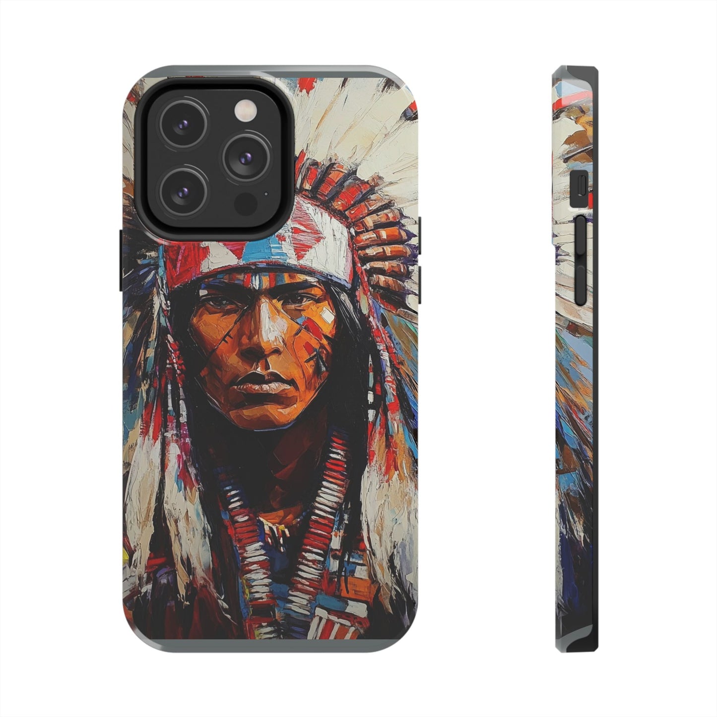 Apache Man Tough Phone Case, Native American Phone Cover, Durable Phone Shell, Tribal Design Case, Western Phone Protector