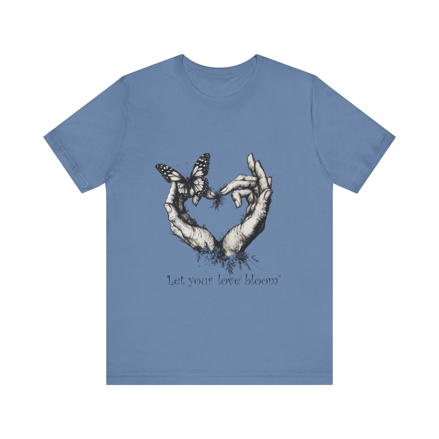 Love Heart Hands Unisex Tee - Let the Love Bloom - St Valentine Day - Couple Relationships - Forest Butterfly Print, Gift for Him Her,