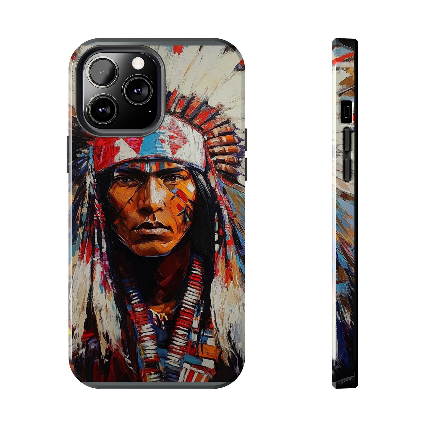 Apache Man Tough Phone Case, Native American Phone Cover, Durable Phone Shell, Tribal Design Case, Western Phone Protector