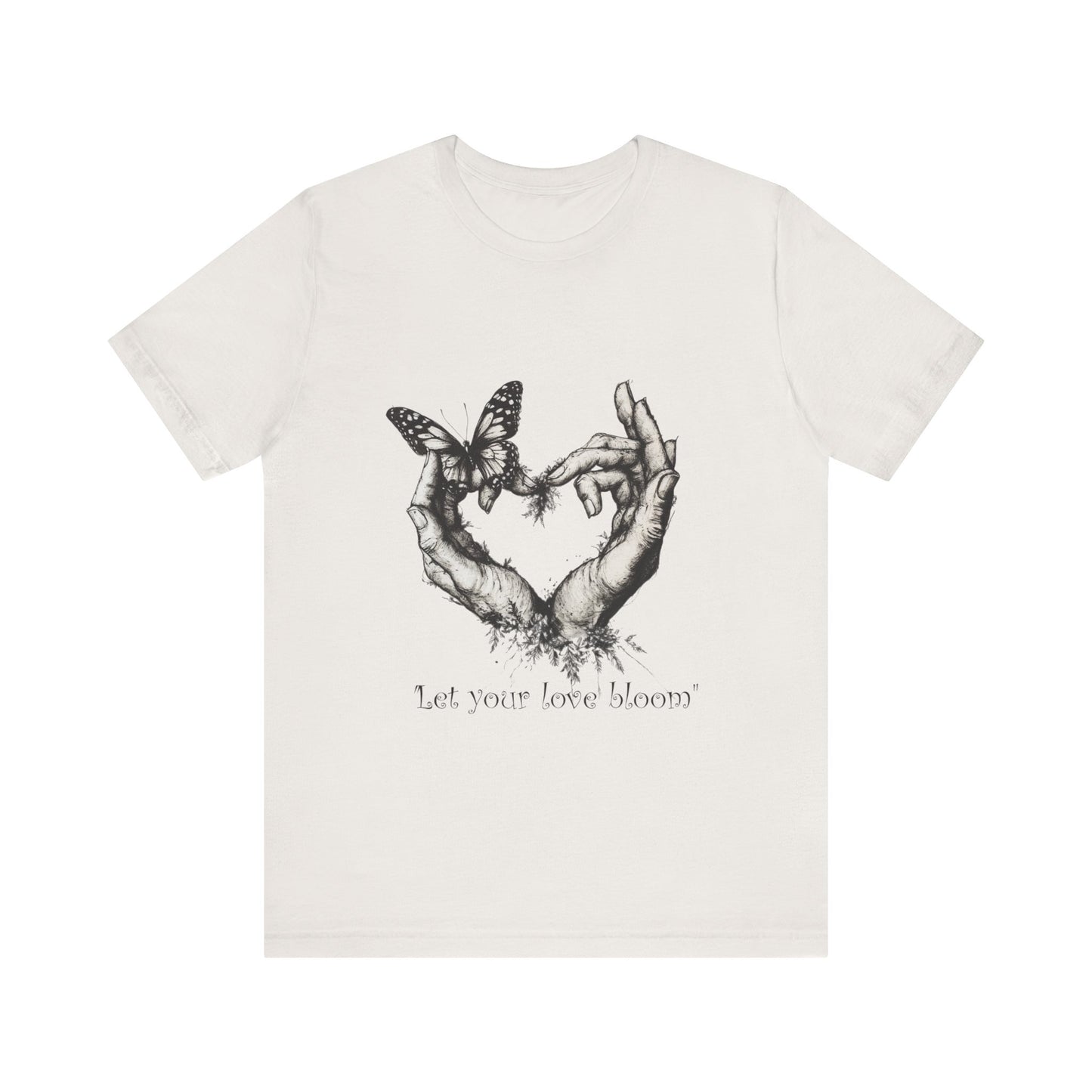 Love Heart Hands Unisex Tee - Let the Love Bloom - St Valentine Day - Couple Relationships - Forest Butterfly Print, Gift for Him Her,