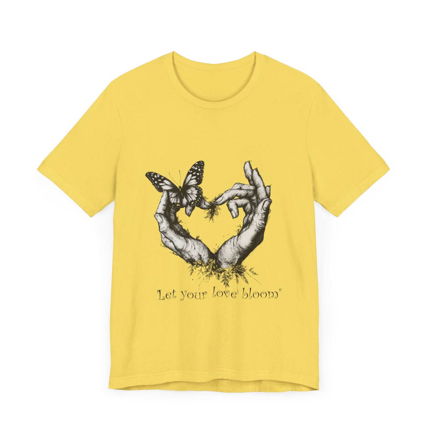 Love Heart Hands Unisex Tee - Let the Love Bloom - St Valentine Day - Couple Relationships - Forest Butterfly Print, Gift for Him Her,