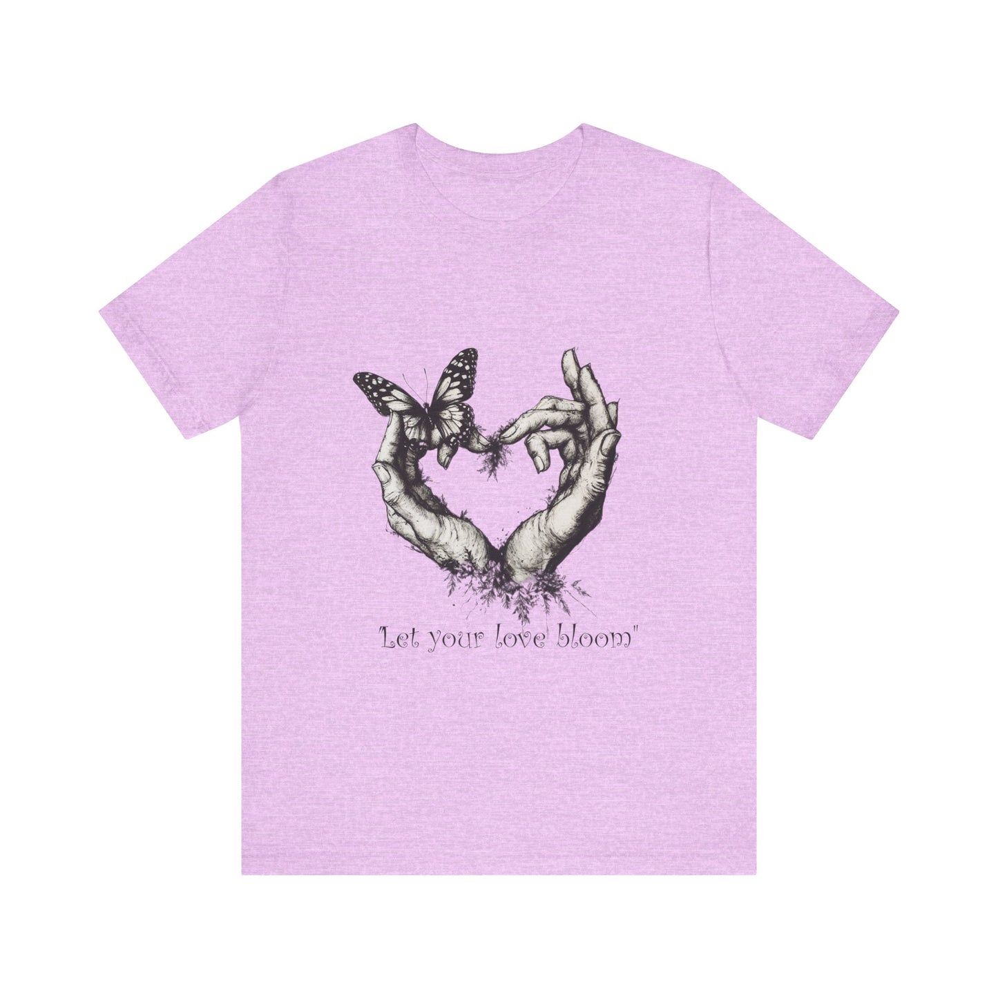 Love Heart Hands Unisex Tee - Let the Love Bloom - St Valentine Day - Couple Relationships - Forest Butterfly Print, Gift for Him Her,