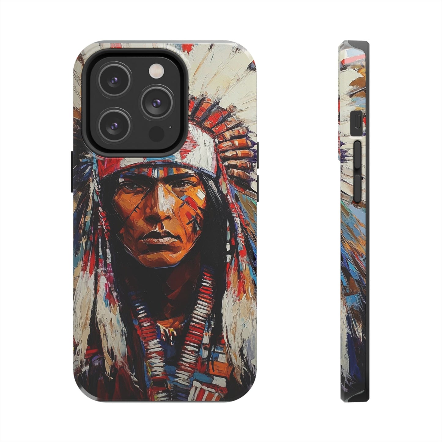 Apache Man Tough Phone Case, Native American Phone Cover, Durable Phone Shell, Tribal Design Case, Western Phone Protector