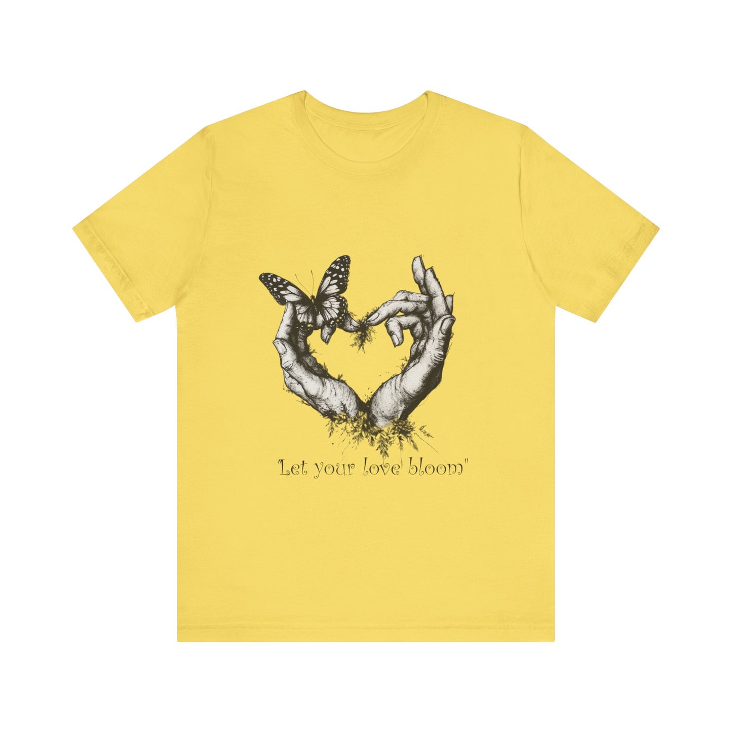 Love Heart Hands Unisex Tee - Let the Love Bloom - St Valentine Day - Couple Relationships - Forest Butterfly Print, Gift for Him Her,