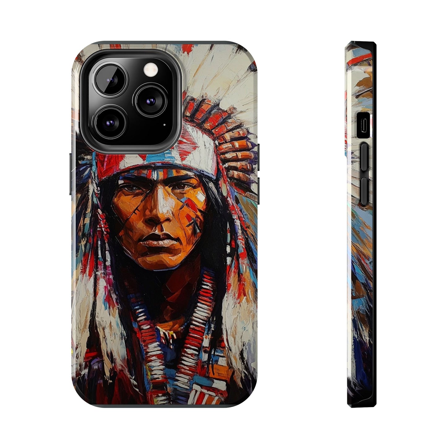 Apache Man Tough Phone Case, Native American Phone Cover, Durable Phone Shell, Tribal Design Case, Western Phone Protector