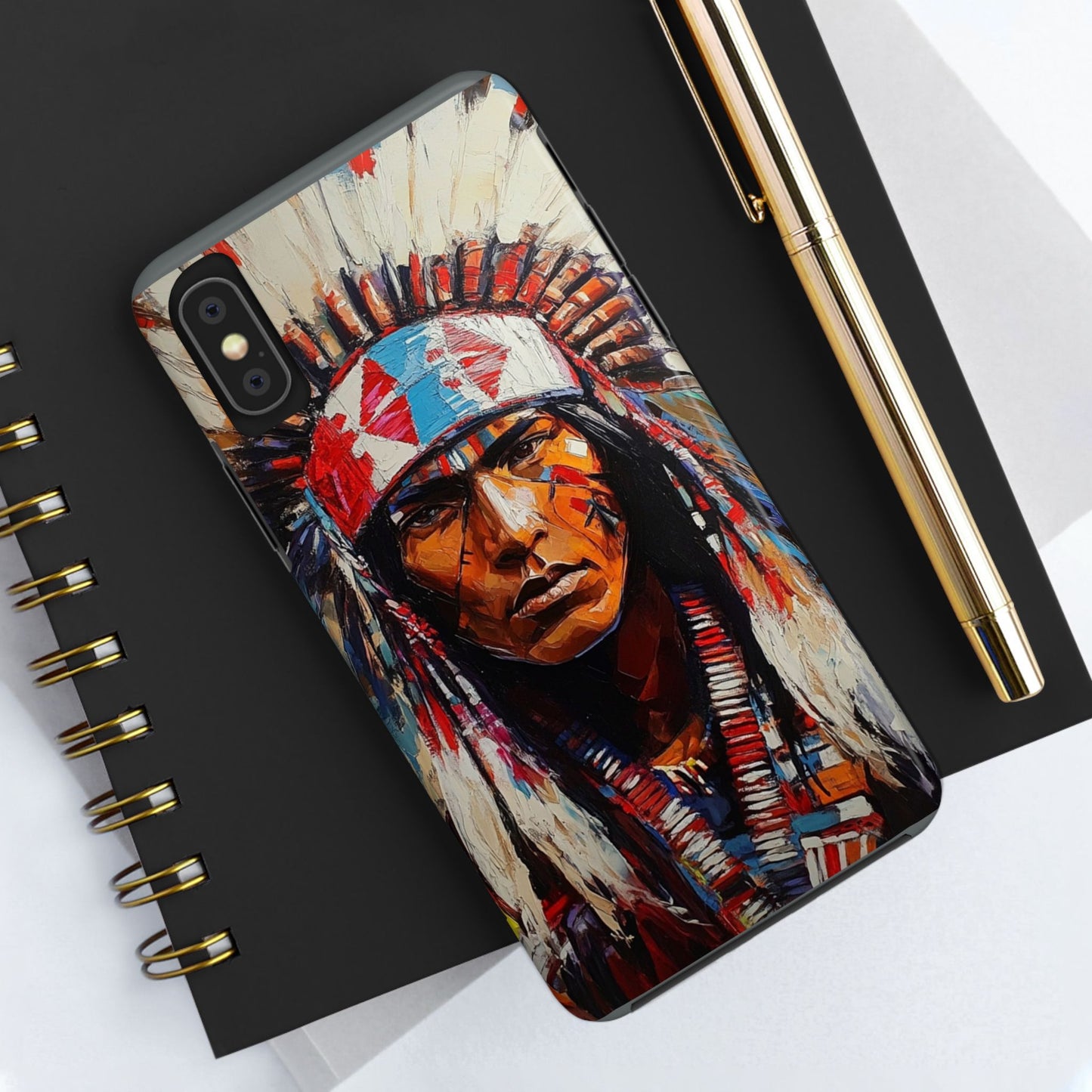 Apache Man Tough Phone Case, Native American Phone Cover, Durable Phone Shell, Tribal Design Case, Western Phone Protector